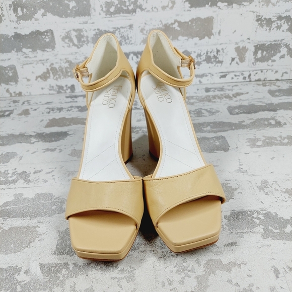 NEW Franco Sarto Dima Beige Block Heel Sandals E665 - Picture 3 of 12